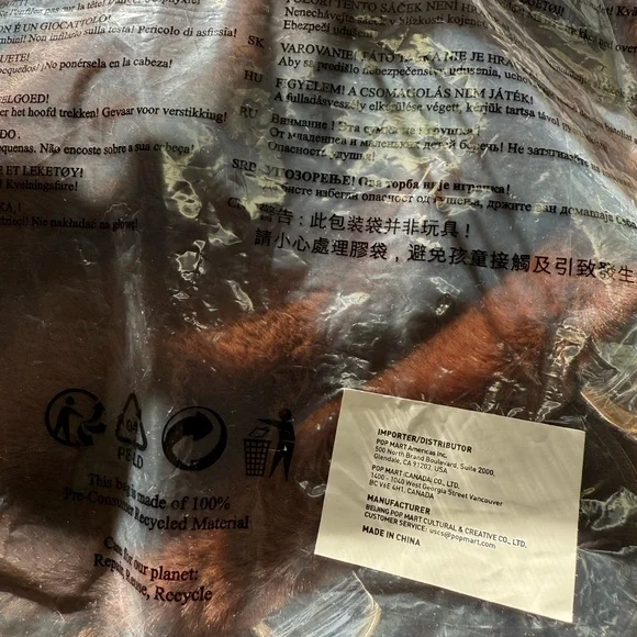 Pop Mart Labubu Brown Plush Backpack - Picture 7 of 8